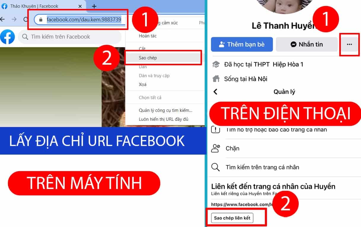 Hướng Dẫn Lấy Link Facebook Trên PC, Mobile